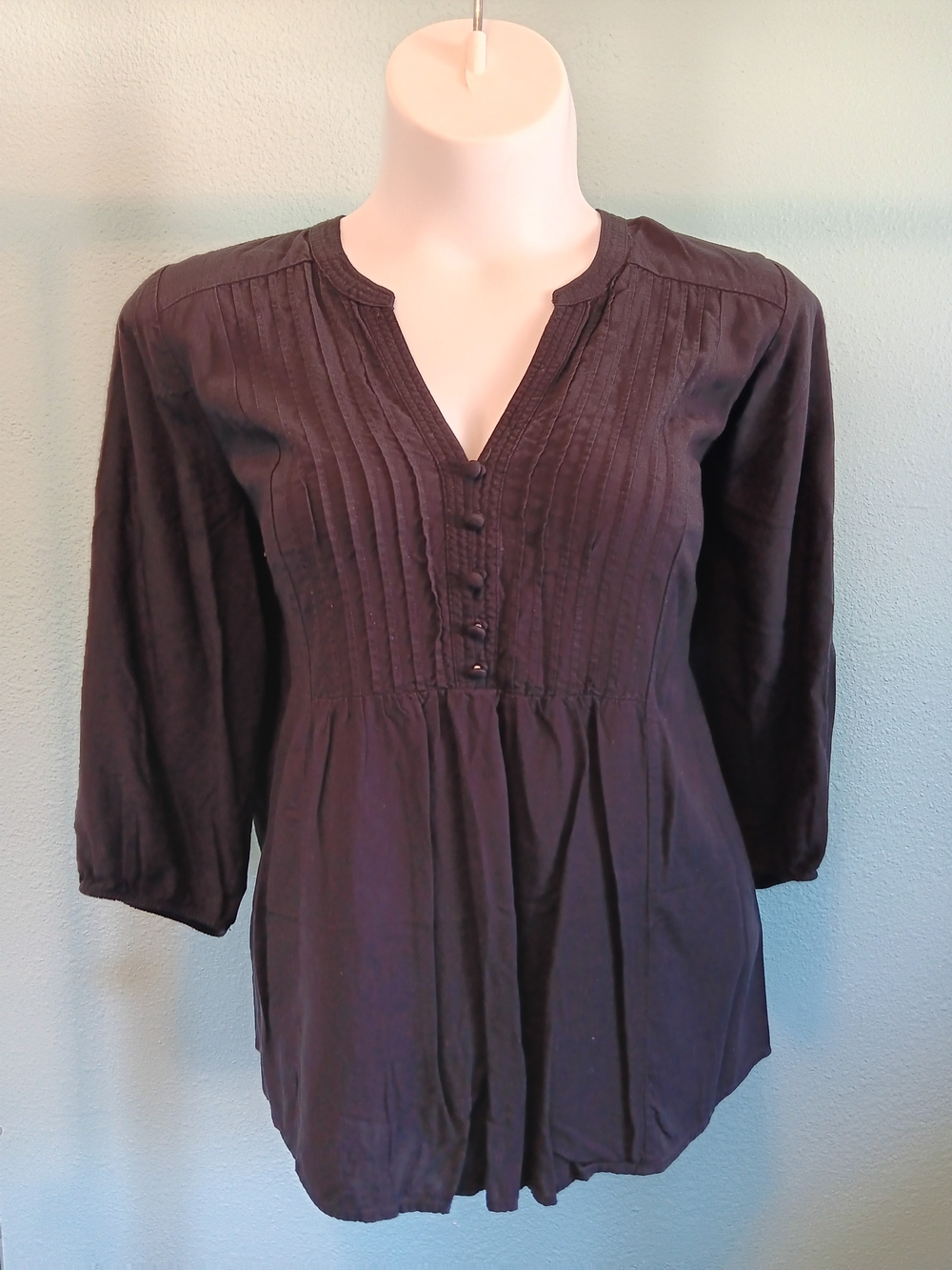 Torrid 2x Women's Black Pintuck V-Neck Peasant Top
